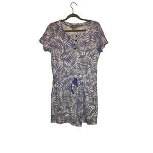Brushed blue and white palm treen romper size medium